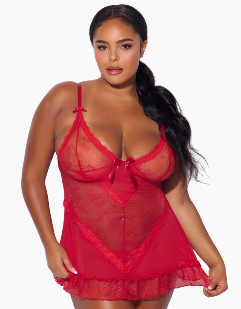 Hd02805a House Of Desire Kiki Lace Babydoll & Thong Set