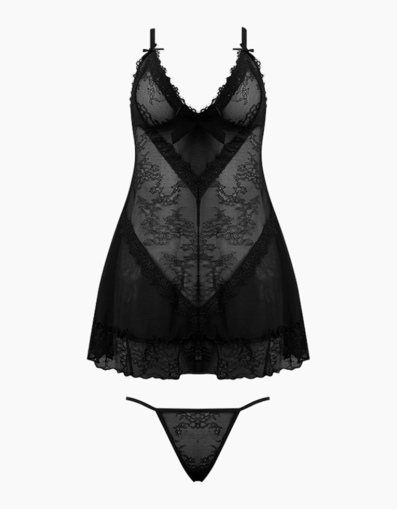 Hd02805a House Of Desire Kiki Lace Babydoll & Thong Set