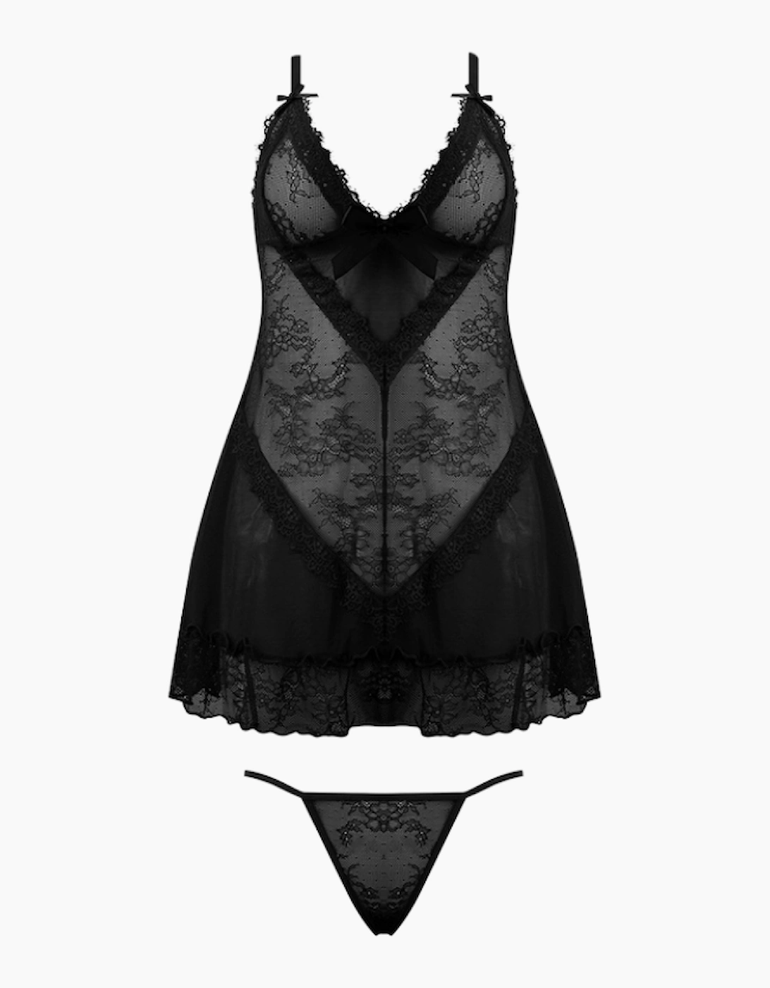 Hd02805a House Of Desire Kiki Lace Babydoll & Thong Set