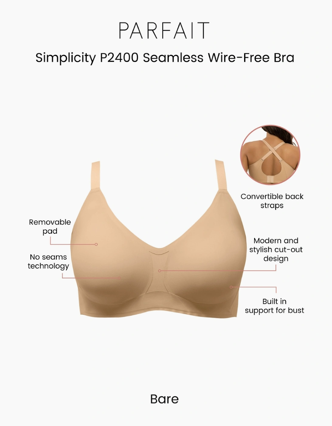 P2400 Parfait Simplicity Seamless Wire-Free Bra