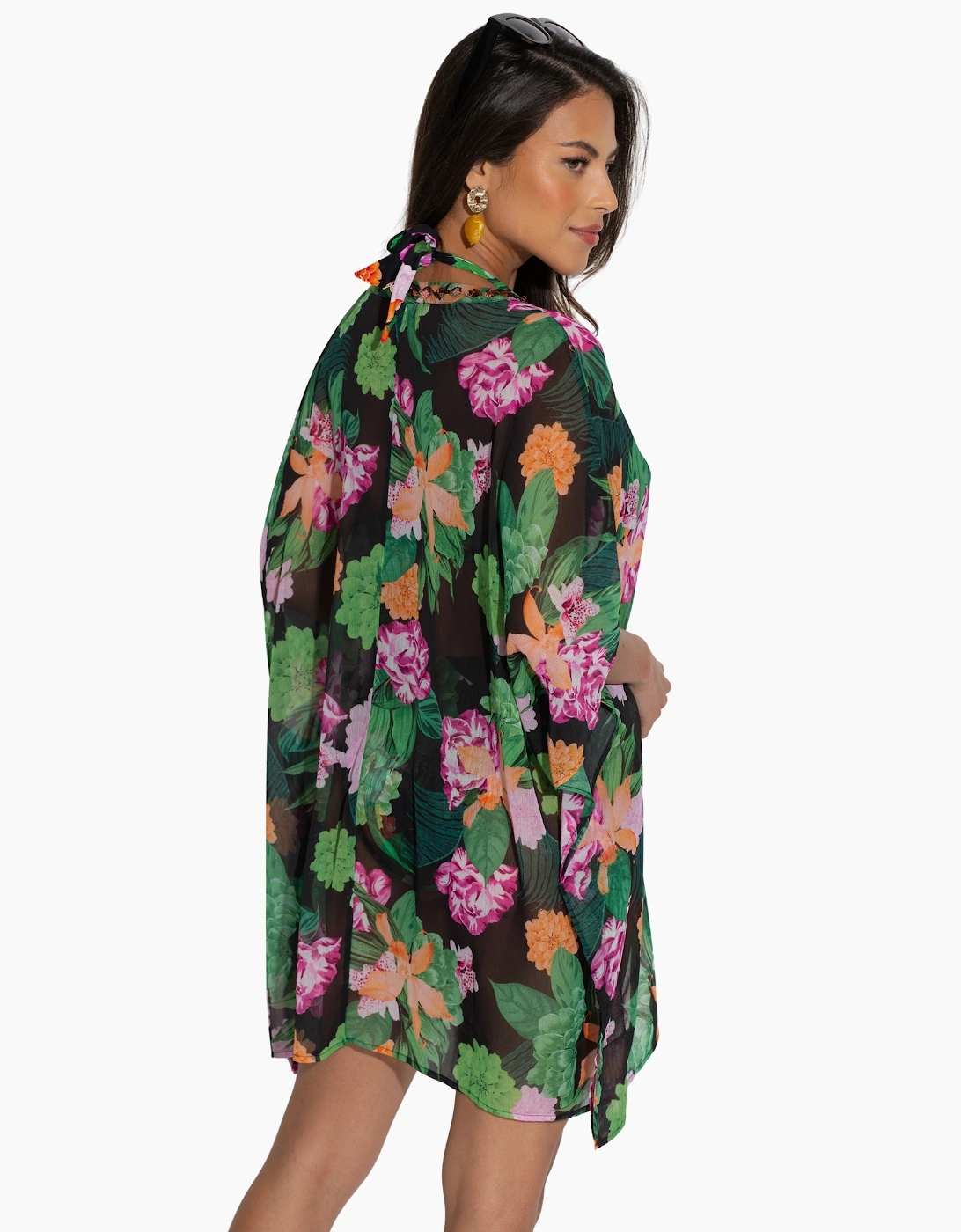 91146 Pour Moi  Chiffon V-Neck Embellished Kaftan