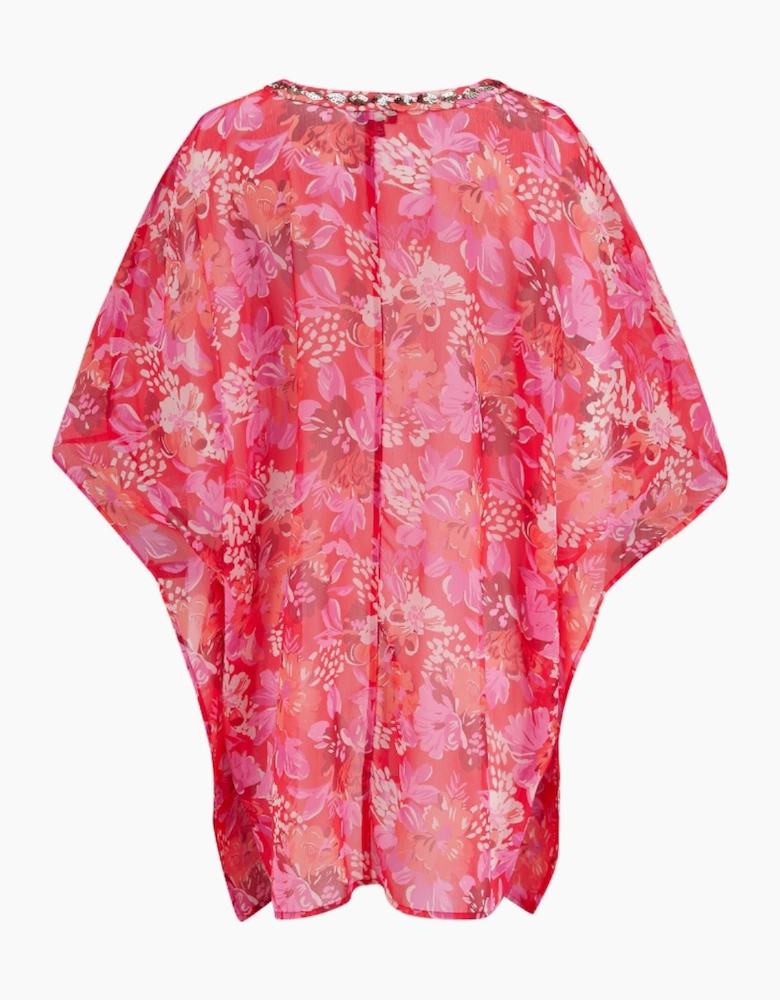 91146 Pour Moi  Chiffon V-Neck Embellished Kaftan