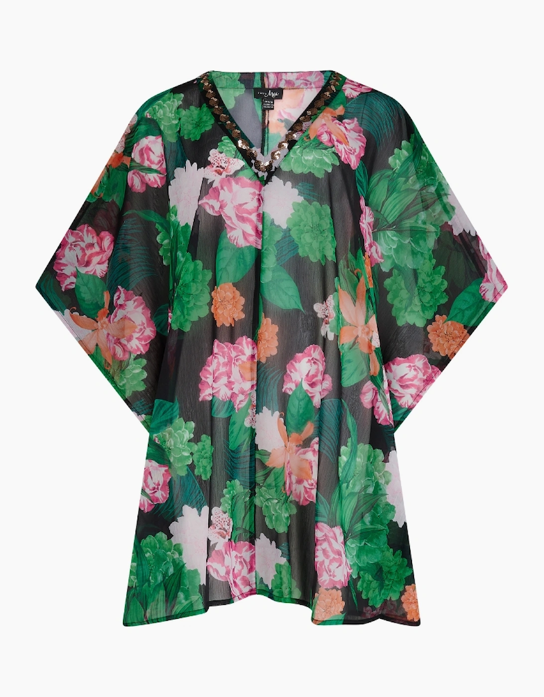 91146 Pour Moi  Chiffon V-Neck Embellished Kaftan