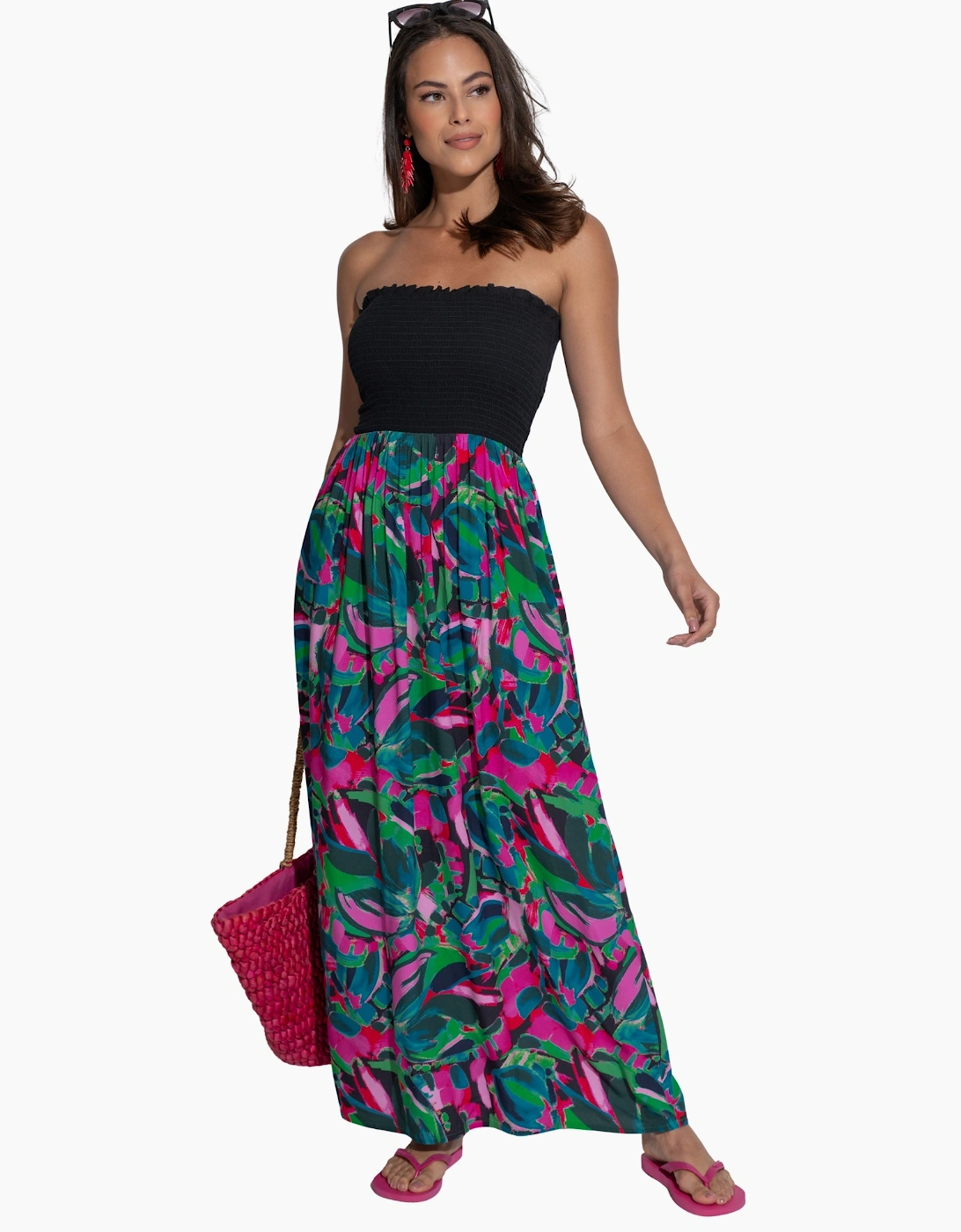 91130 Pour Moi Emma Strapless Shirred Bodice Maxi Beach Dress