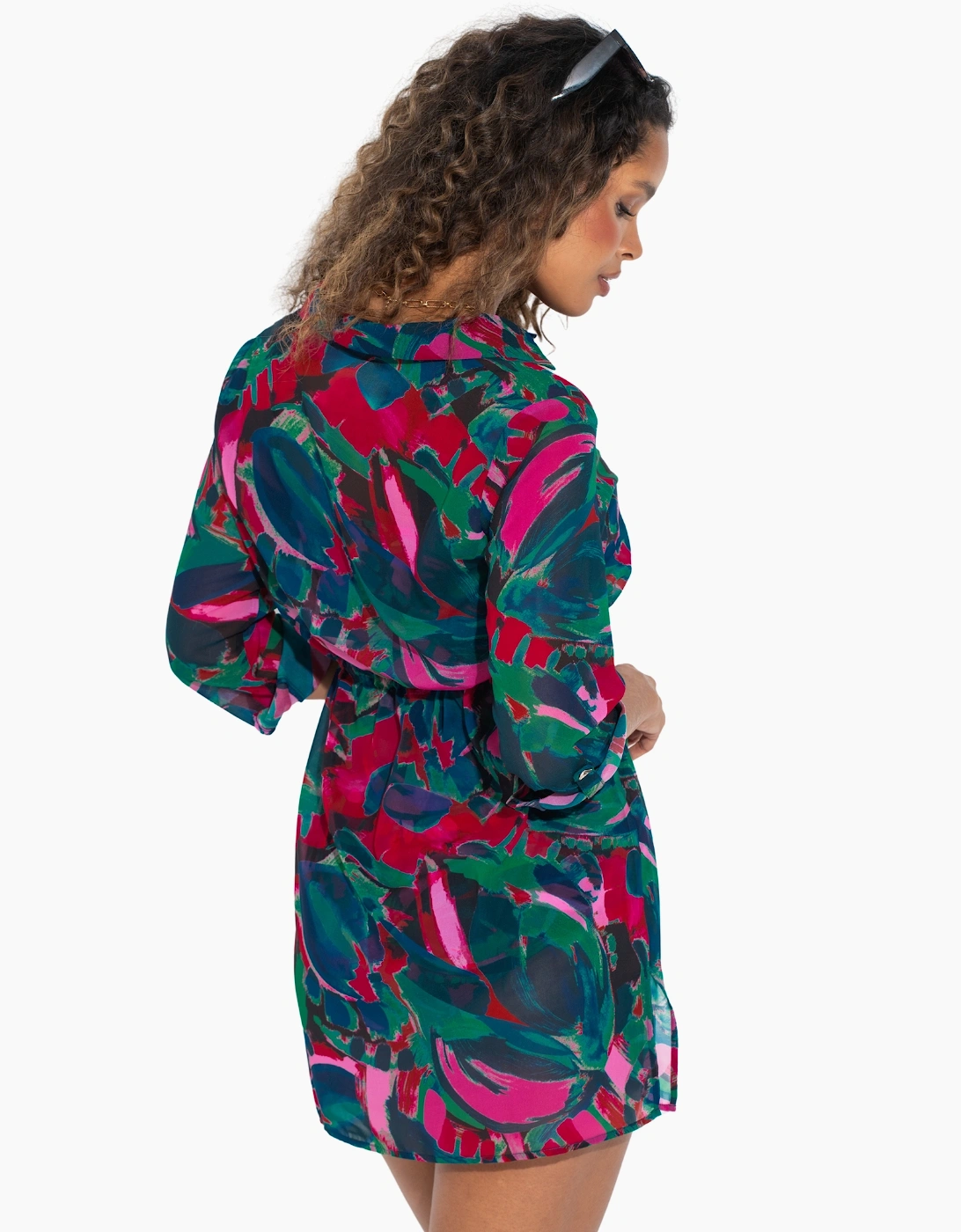 91110 Pour Moi  Chiffon Button Through Beach Shirt