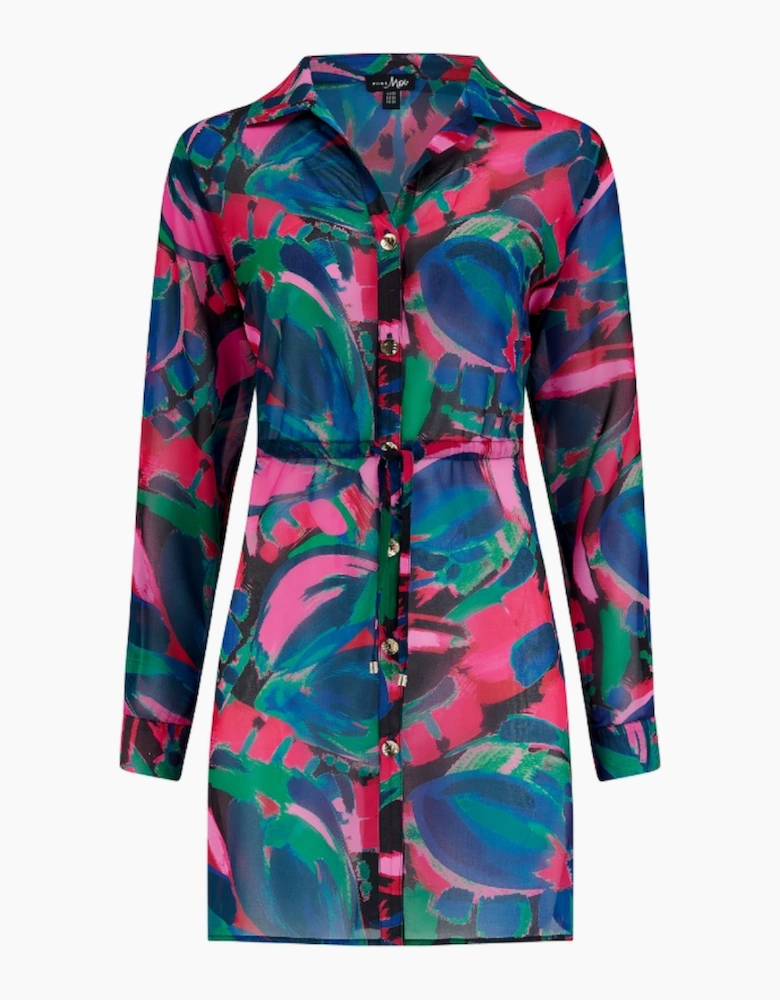91110 Pour Moi  Chiffon Button Through Beach Shirt
