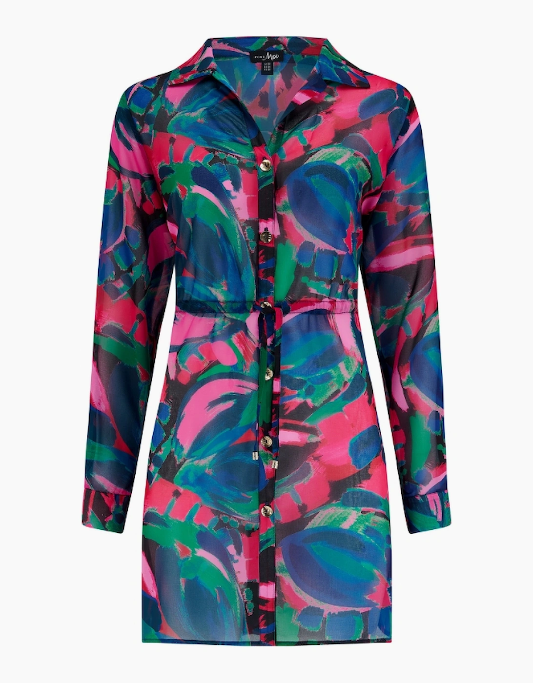 91110 Pour Moi  Chiffon Button Through Beach Shirt