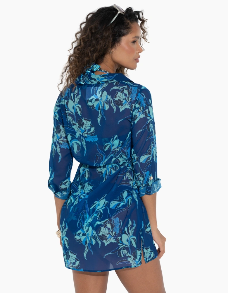 91110 Pour Moi  Chiffon Button Through Beach Shirt