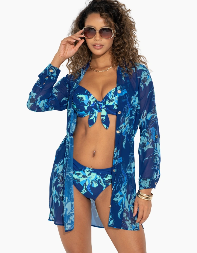 91110 Pour Moi  Chiffon Button Through Beach Shirt