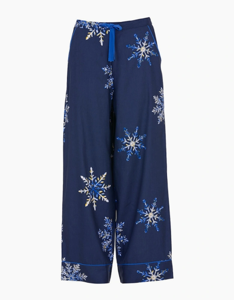 5131 Cyberjammies Frosty Snowflake Print Wide Leg Pyjama Bottoms