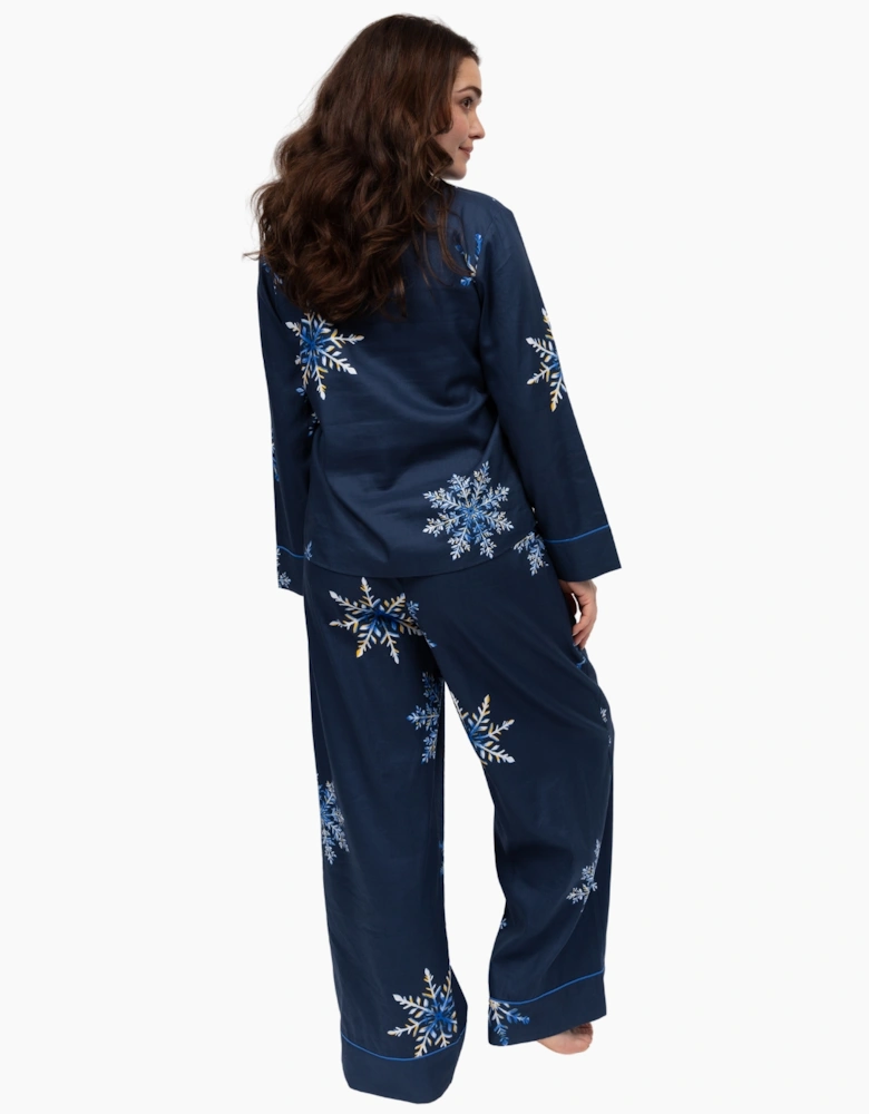 5131 Cyberjammies Frosty Snowflake Print Wide Leg Pyjama Bottoms
