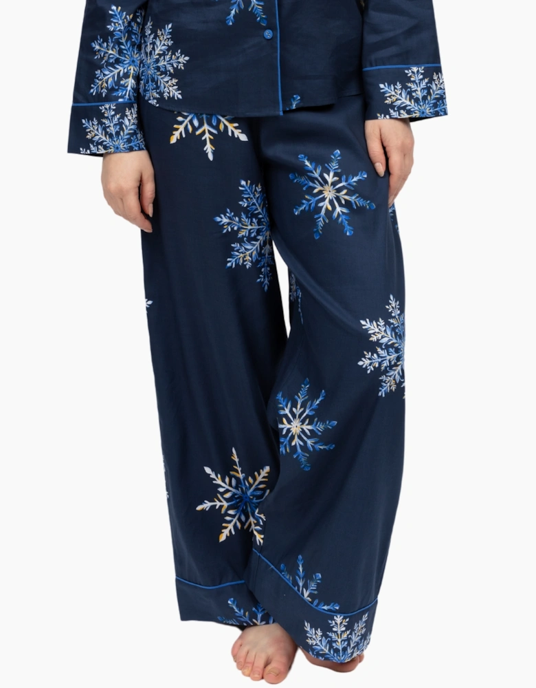 5131 Cyberjammies Frosty Snowflake Print Wide Leg Pyjama Bottoms