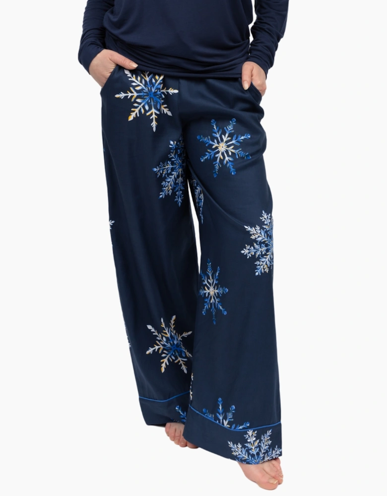 5131 Cyberjammies Frosty Snowflake Print Wide Leg Pyjama Bottoms