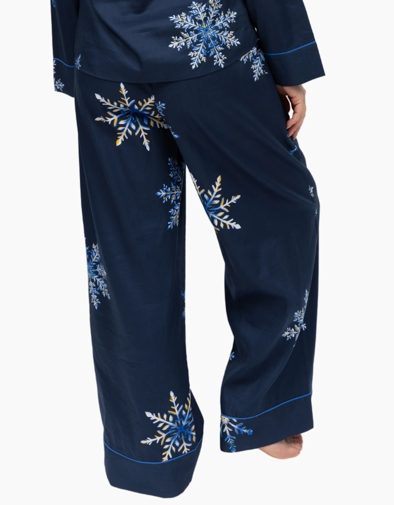 5131 Cyberjammies Frosty Snowflake Print Wide Leg Pyjama Bottoms