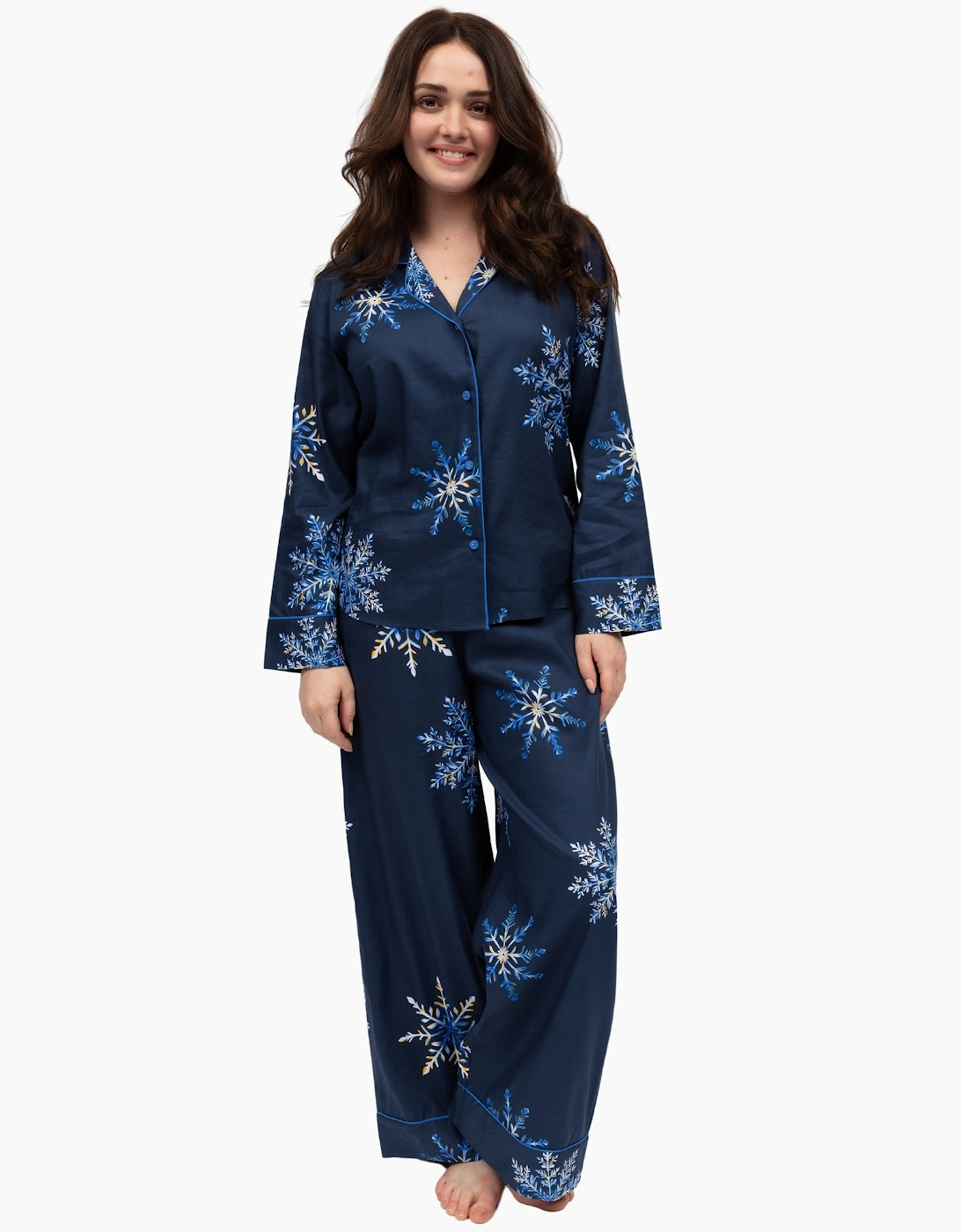 5131 Cyberjammies Frosty Snowflake Print Wide Leg Pyjama Bottoms