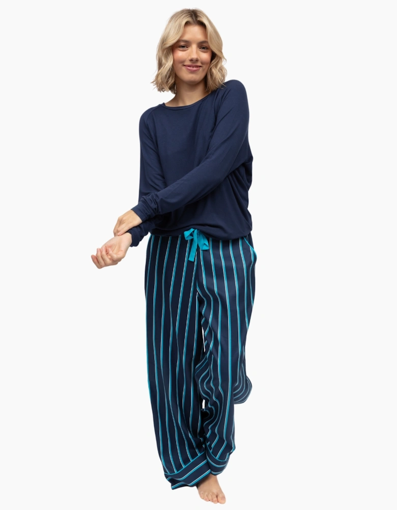 5023 Cyberjammies Marina Printed Stripe Wide Leg Pyjama Bottoms