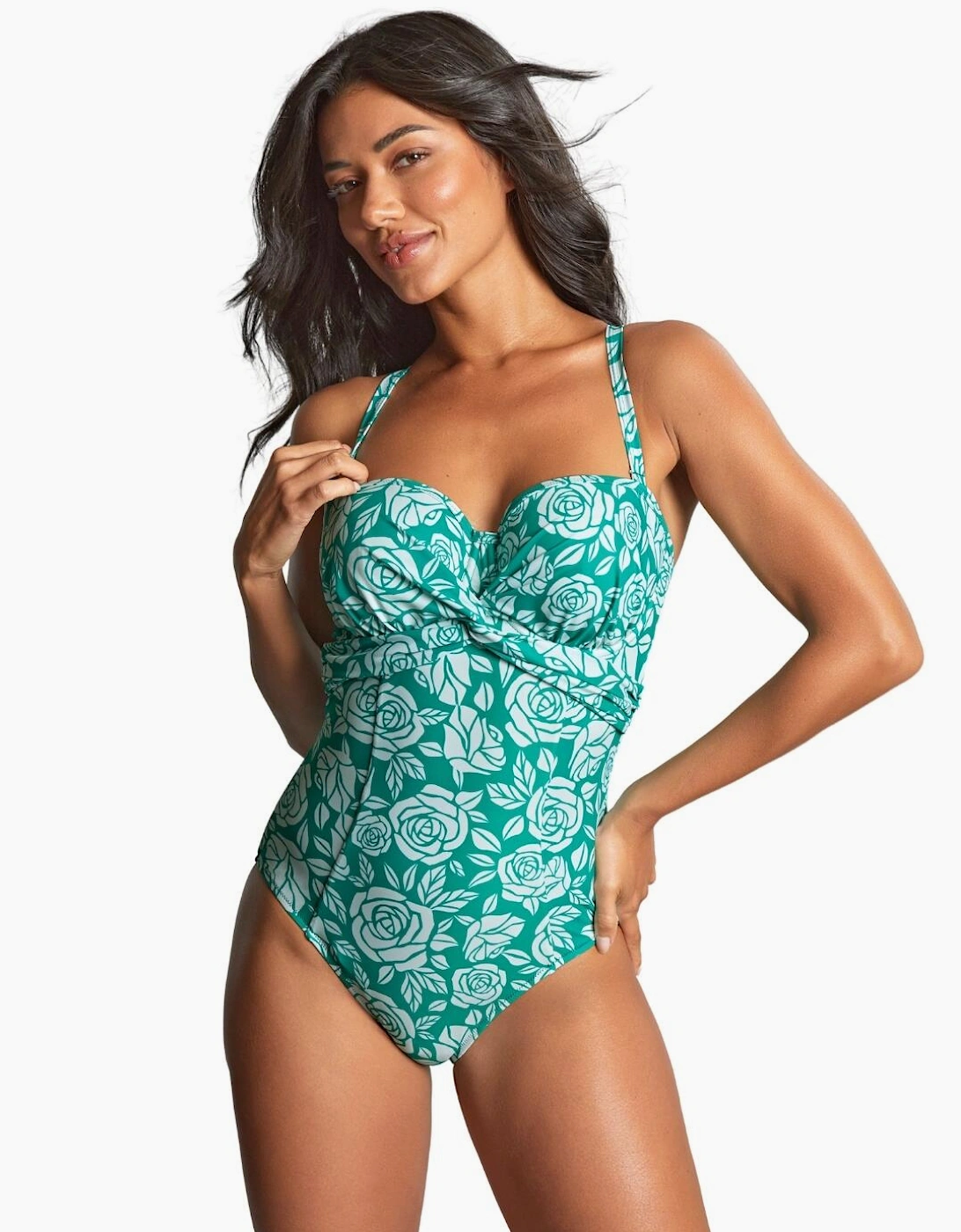 SW1770A Panache English Rose Tatiana Twist Bandeau Swimsuit