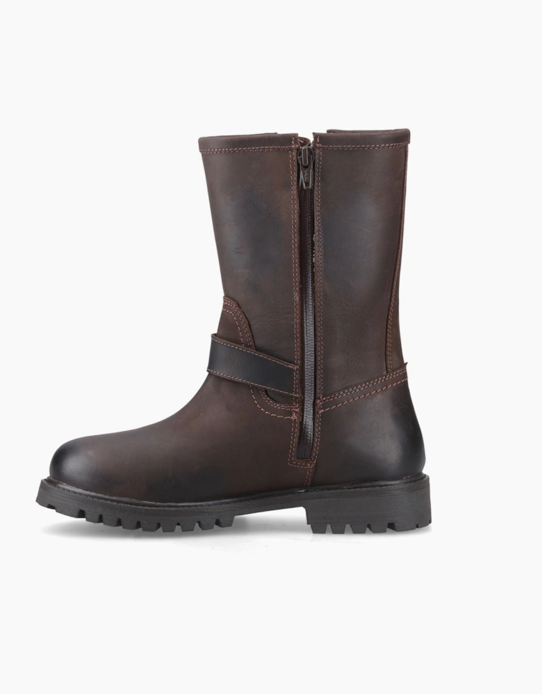 Hunter Stenness Mid WP Leather Women's Chocolate Brown Boots