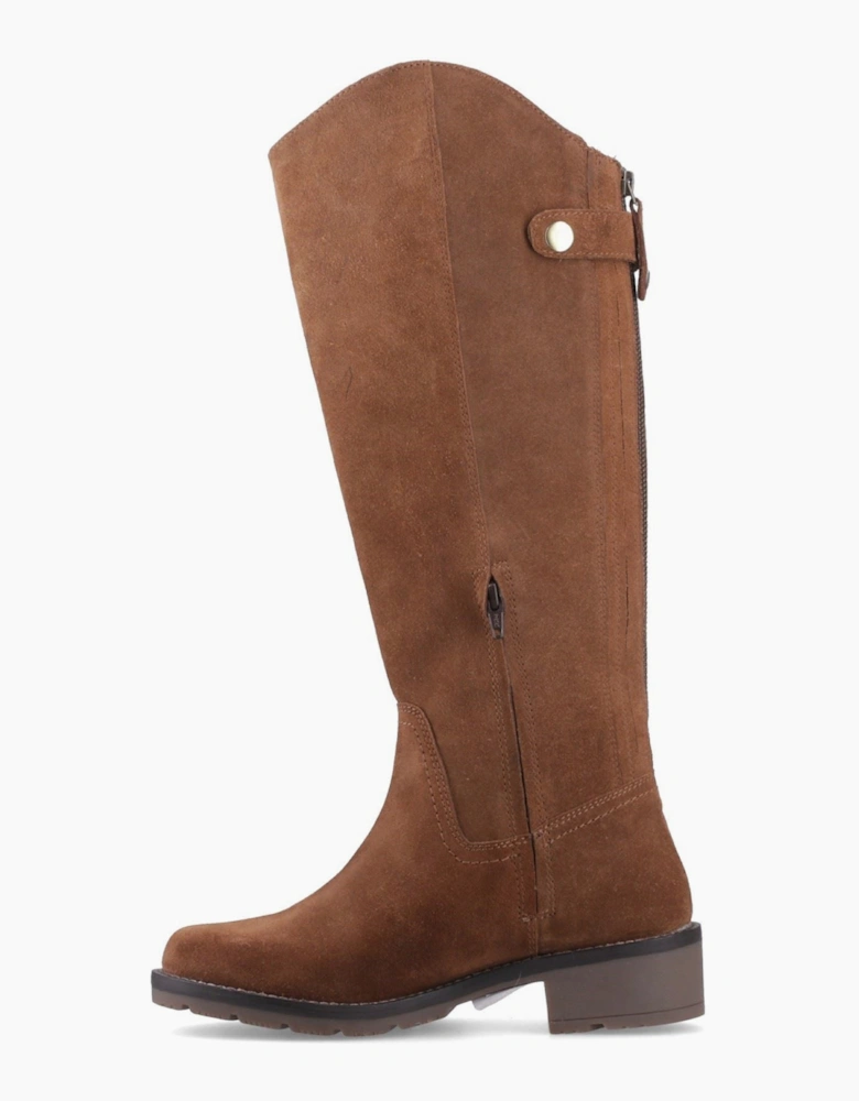 Hunter Katrine Tall WP Suede Women's Tan Heeled Knee High Boots