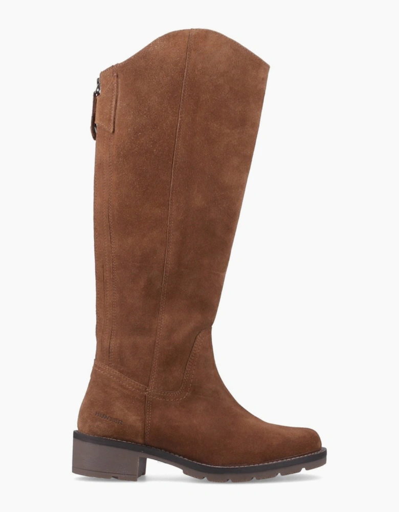 Hunter Katrine Tall WP Suede Women's Tan Heeled Knee High Boots