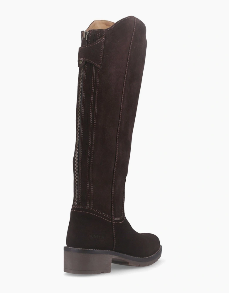 Hunter Katrine Tall WP Suede Women's Chocolate Brown Heeled Knee High Boots