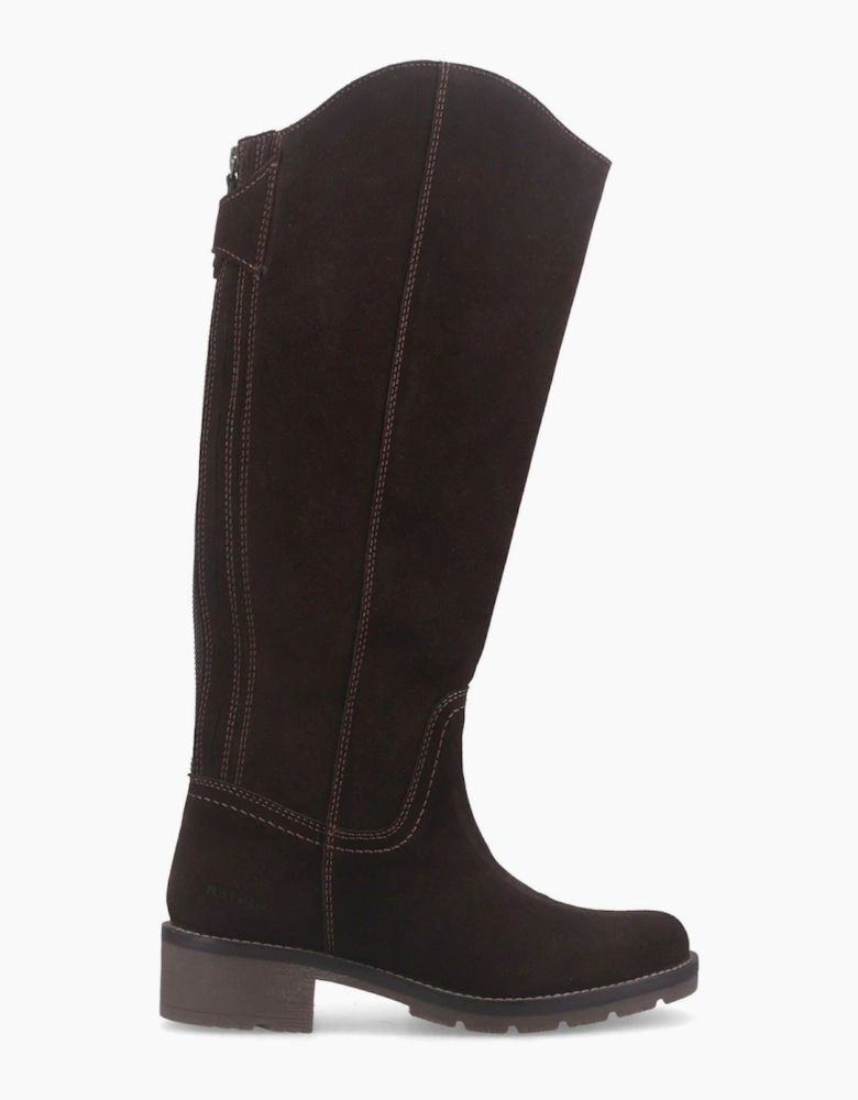 Hunter Katrine Tall WP Suede Women's Chocolate Brown Heeled Knee High Boots