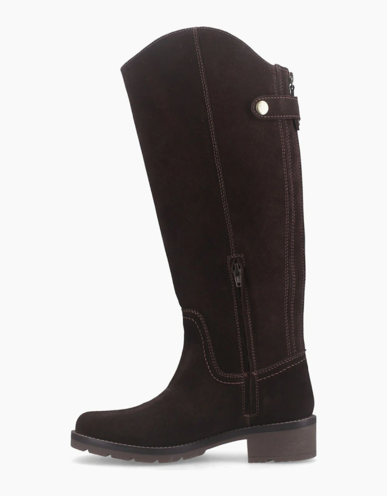 Hunter Katrine Tall WP Suede Women's Chocolate Brown Heeled Knee High Boots