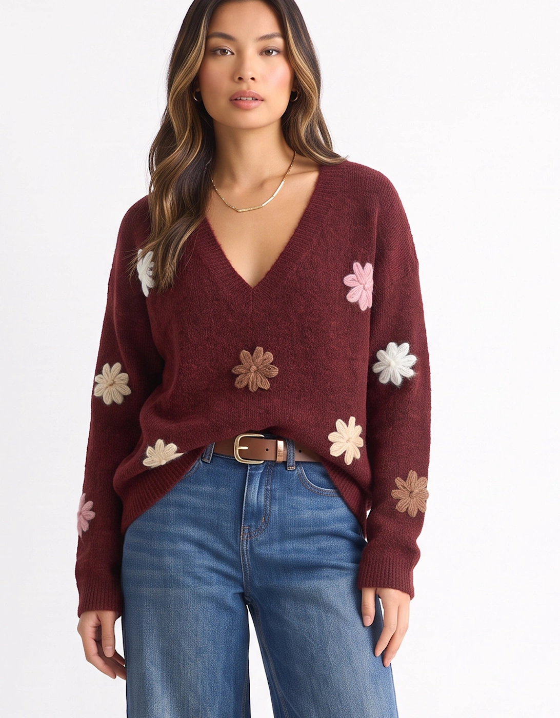 Mulberry Crochet 3D Floral Knitted Jumper