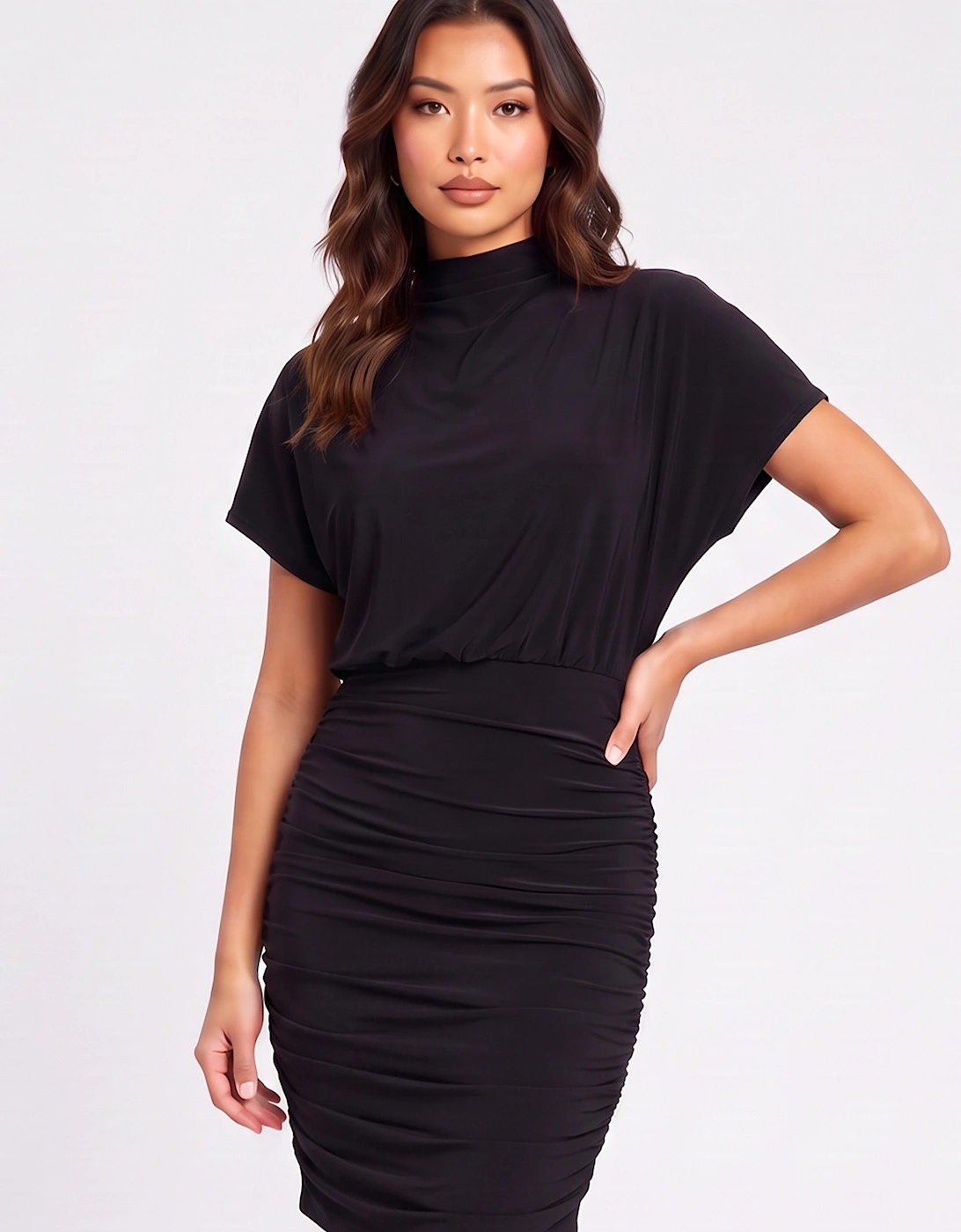 Black ITY Batwing Jersey Mini Dress