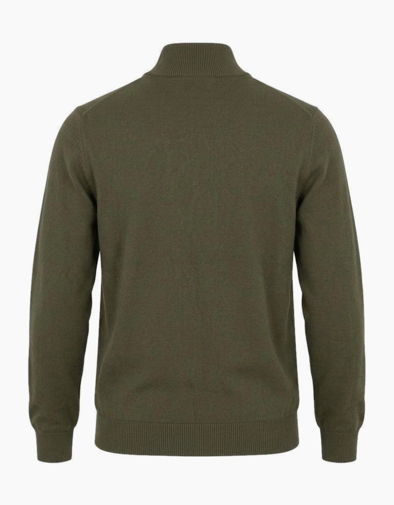 Lyle & Scott Cotton Merino Quarter Zip Jumper Khaki Ash