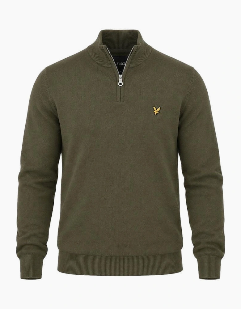 Lyle & Scott Cotton Merino Quarter Zip Jumper Khaki Ash