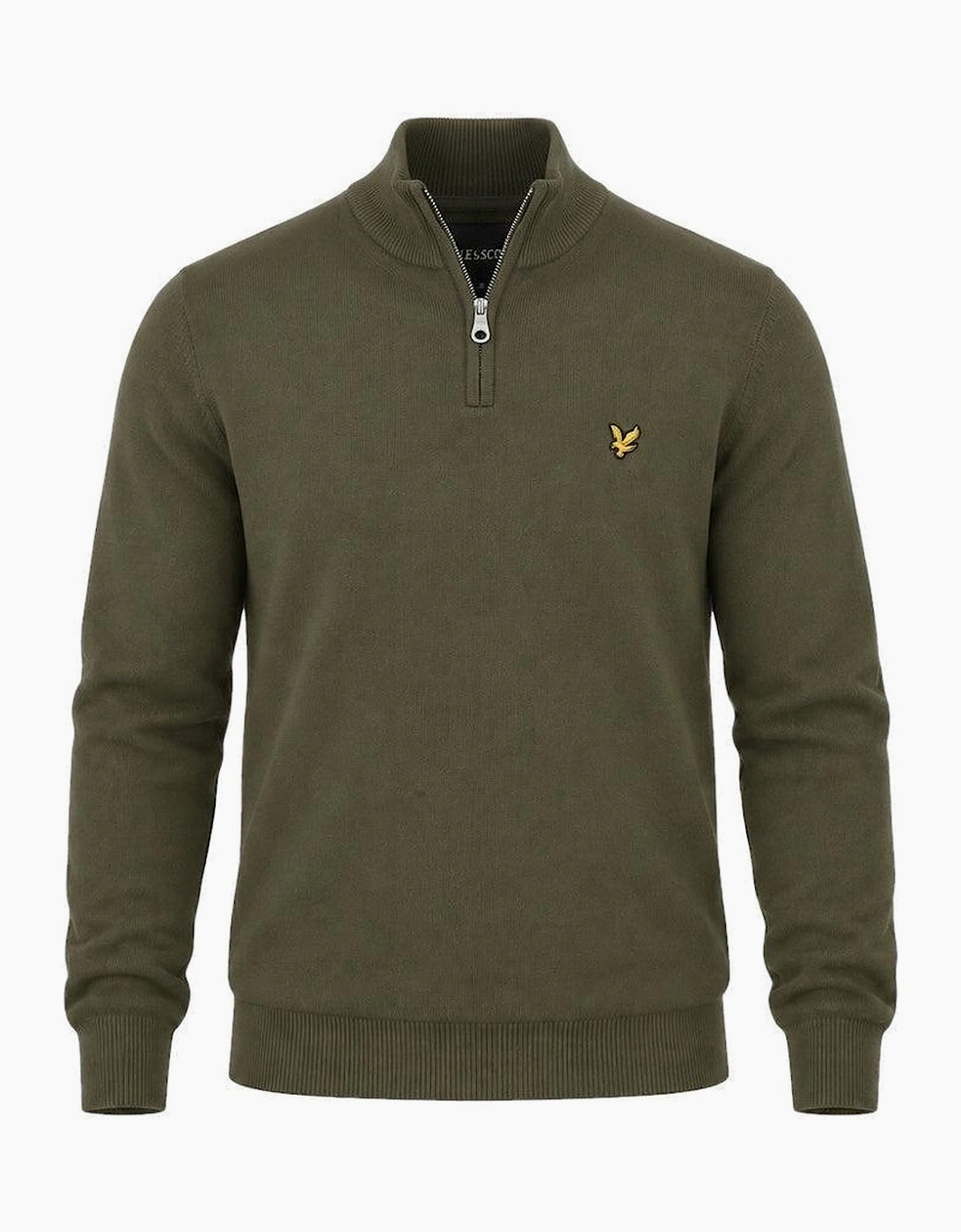 Lyle & Scott Cotton Merino Quarter Zip Jumper Khaki Ash