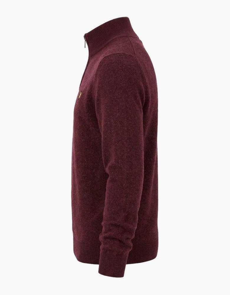 Lyle & Scott Lambswool Blend Quarter Zip Jumper Beetroot Marl