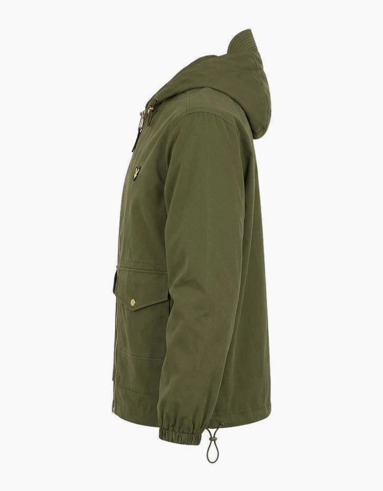 Lyle & Scott Waxed Hooded Utility Jacket True Olive