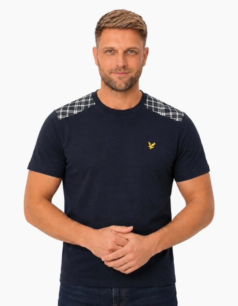 Lyle & Scott Check Panelled T-Shirt Dark Navy