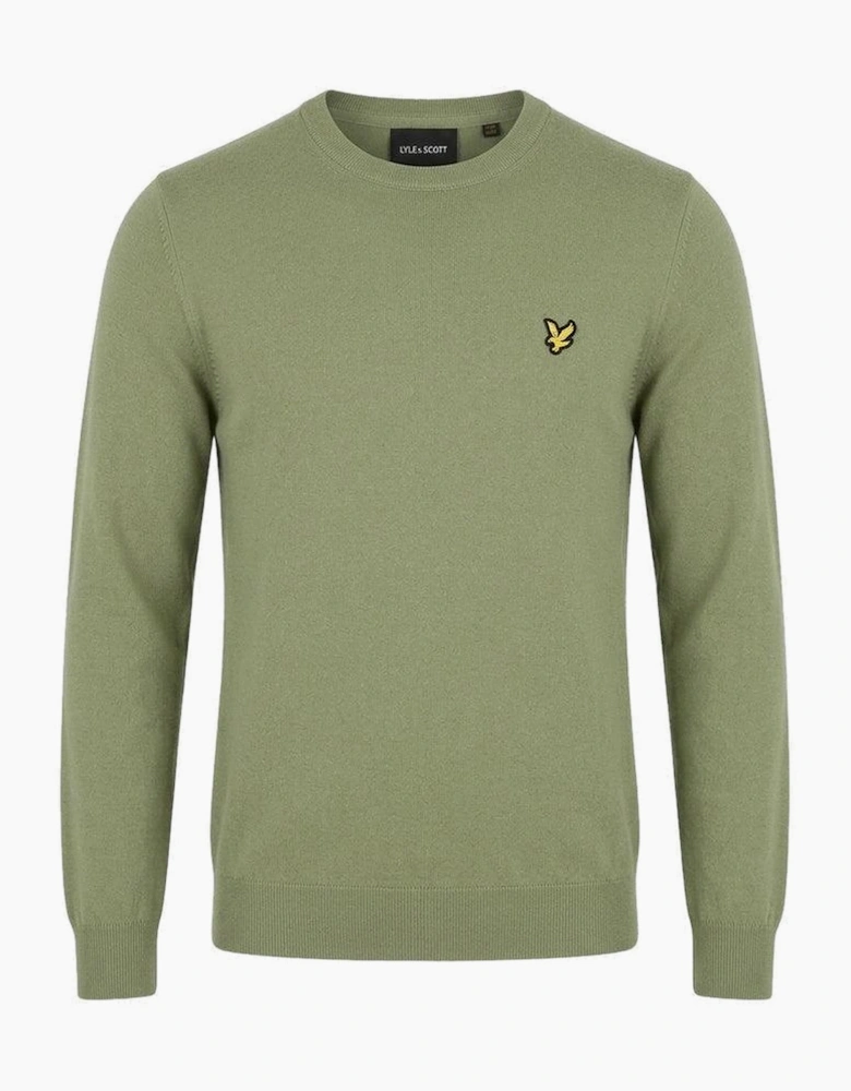 Lyle & Scott Cotton Merino Crew Neck Jumper Smoke Olive