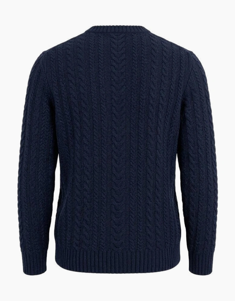 Lyle & Scott Cable Knit Crew Neck Jumper Dark Navy Marl