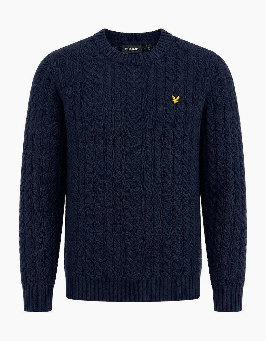 Lyle & Scott Cable Knit Crew Neck Jumper Dark Navy Marl
