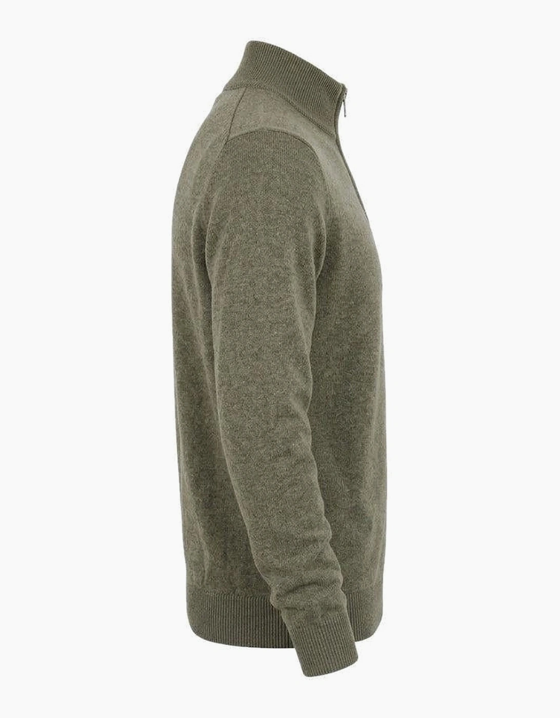 Lyle & Scott Lambswool Blend Quarter Zip Jumper Khaki Smoke Marl