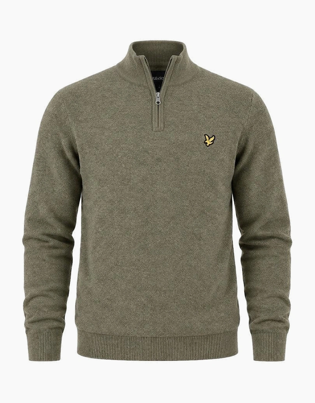 Lyle & Scott Lambswool Blend Quarter Zip Jumper Khaki Smoke Marl