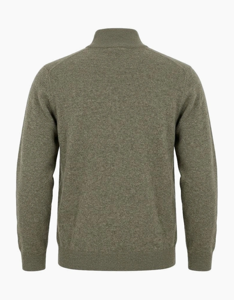 Lyle & Scott Lambswool Blend Quarter Zip Jumper Khaki Smoke Marl