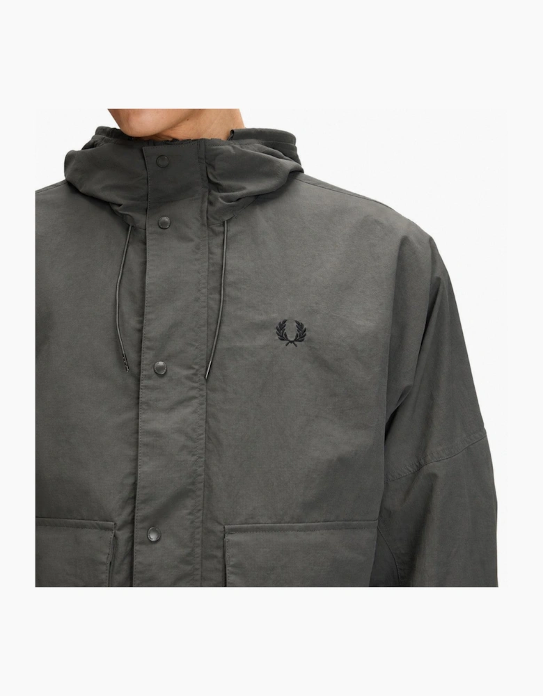 Fred Perry Cropped Ripstop Parka Jacket Field Green