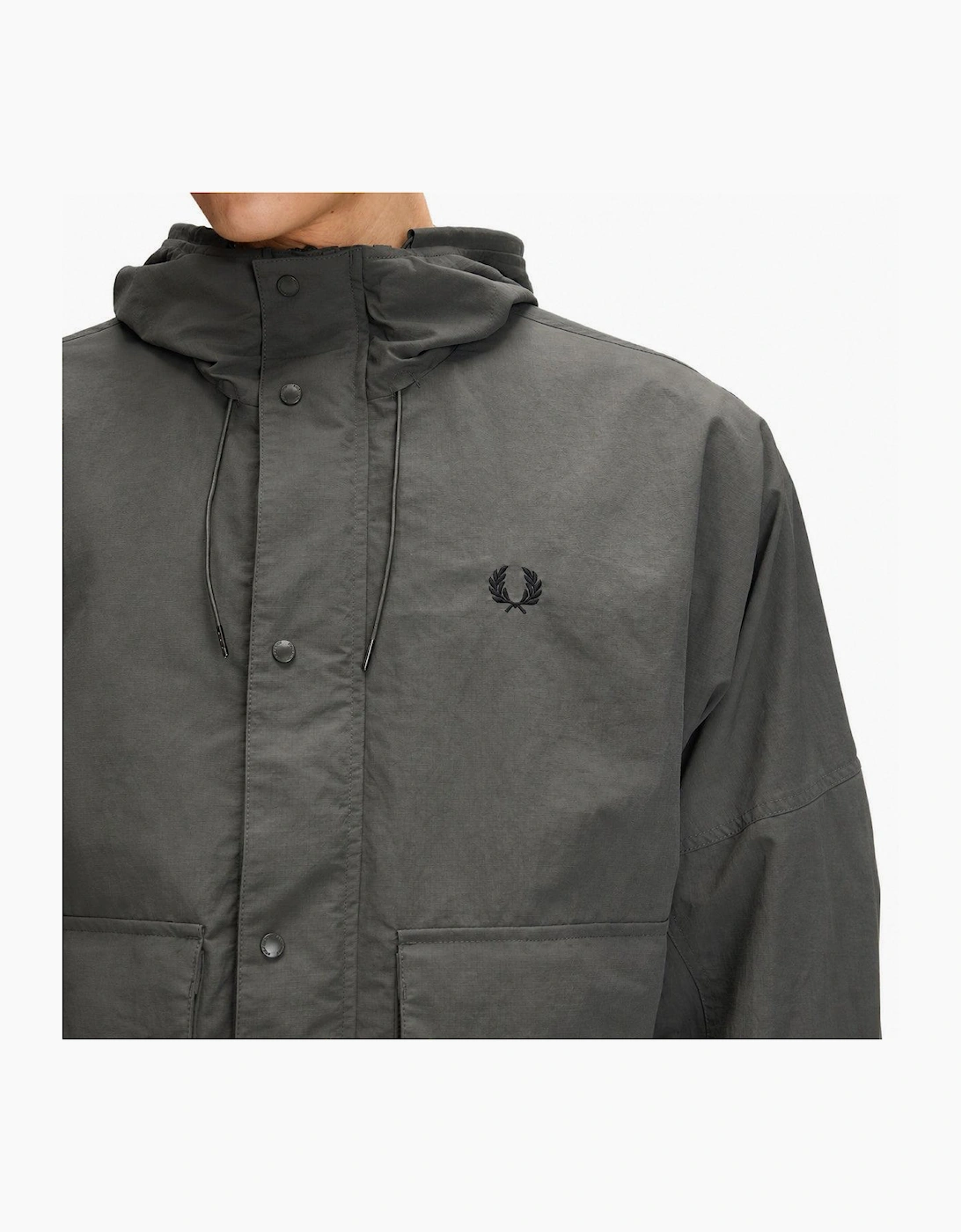 Fred Perry Cropped Ripstop Parka Jacket Field Green
