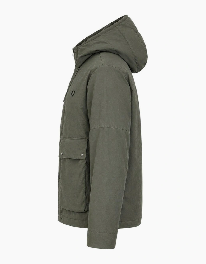 Fred Perry Cropped Ripstop Parka Jacket Field Green