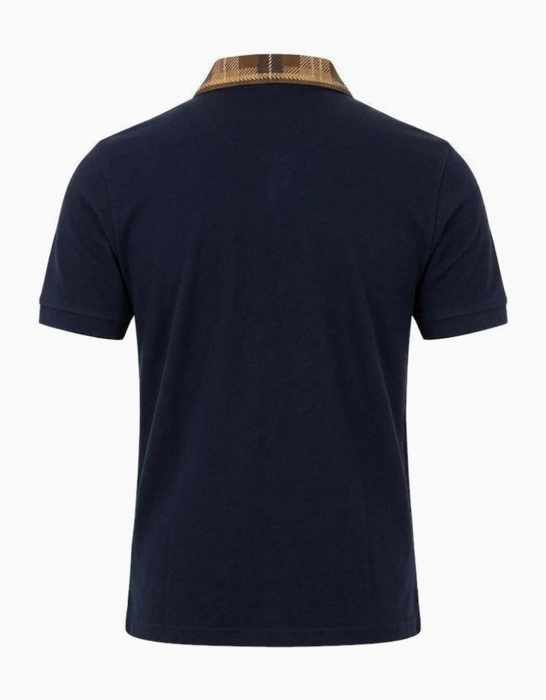 Lyle & Scott Tartan Collar Polo Shirt Navy/Brown
