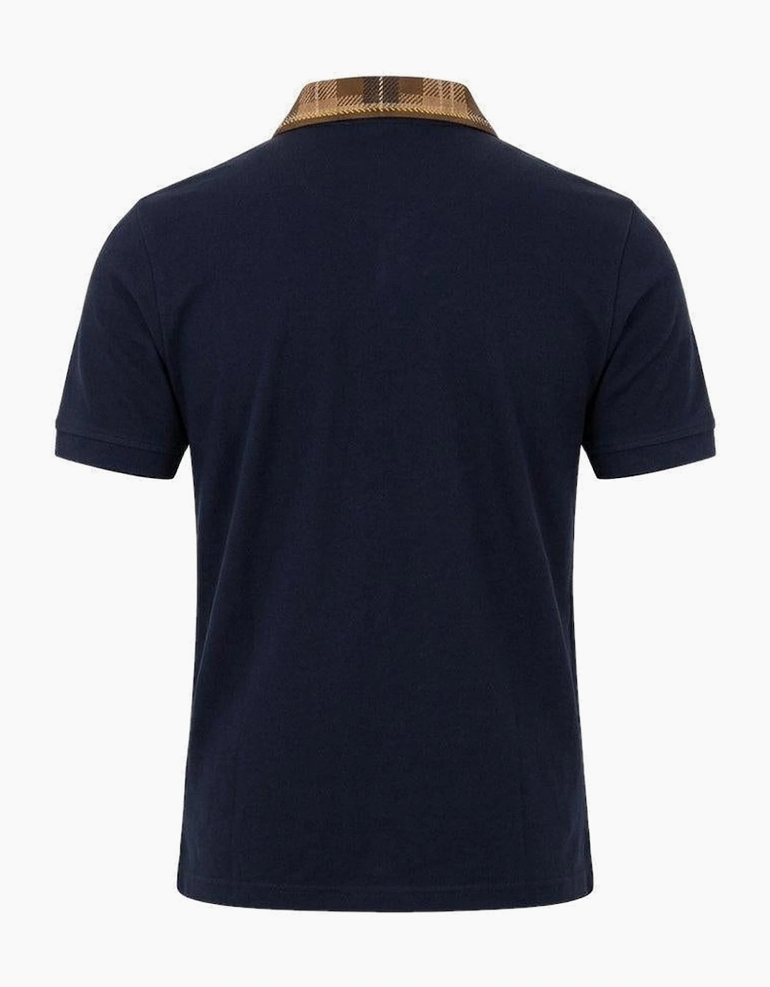 Lyle & Scott Tartan Collar Polo Shirt Navy/Brown
