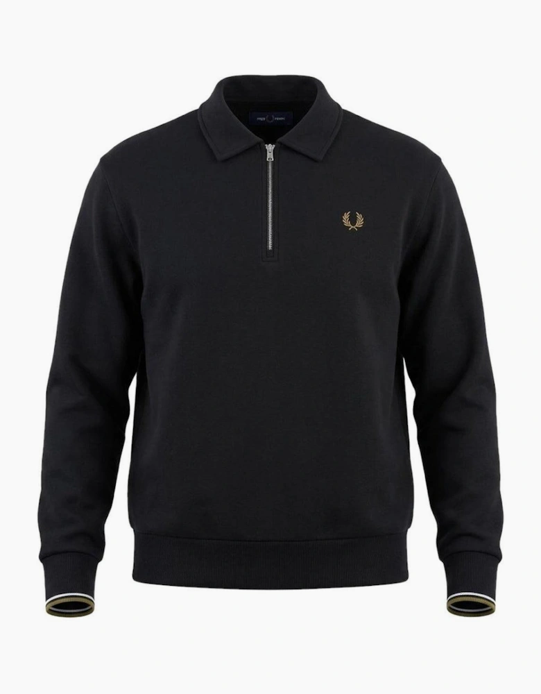 Fred Perry Half Zip Collared Sweatshirt Black