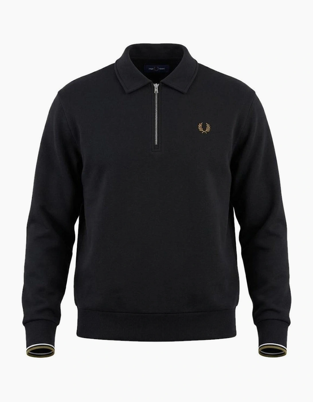 Fred Perry Half Zip Collared Sweatshirt Black