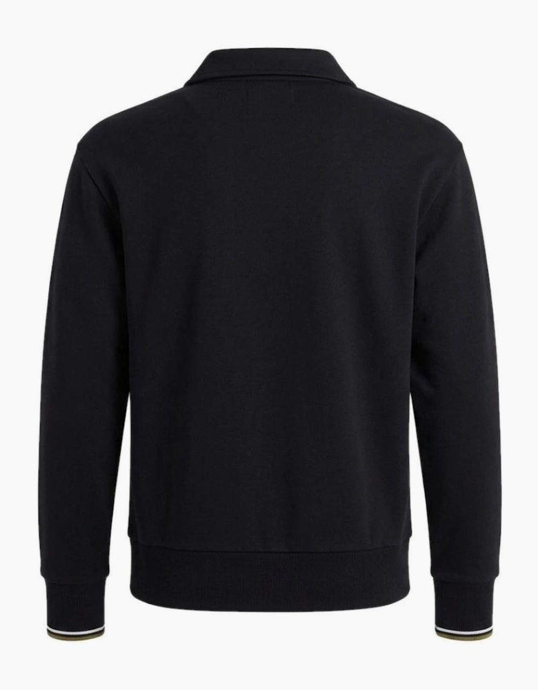 Fred Perry Half Zip Collared Sweatshirt Black