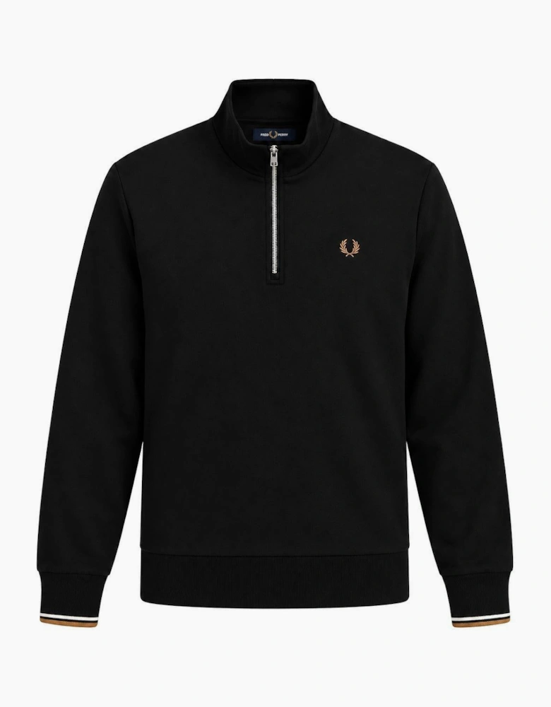 Fred Perry Half Zip Sweatshirt Black/Snow White/Bronze